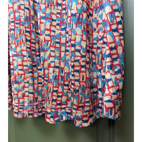 NWT Tuckernuck Mosaic Natasha Maxi Sleeveless Shimmer Vneck Dress Red Blue Large - Picture 5 of 11